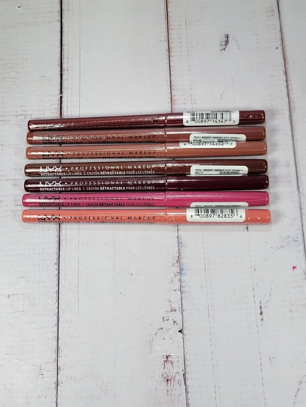 7 Piece Nyx Retractable Long-Lasting Mechanical Lip Liner Bundle NEW!
